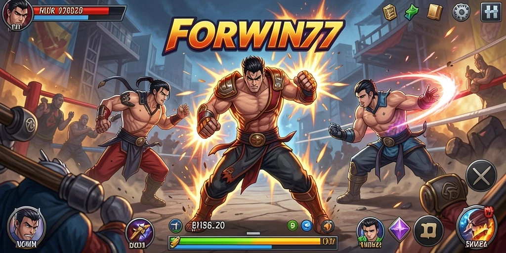 Tampilan gameplay menegangkan dengan serangan kombinasi yang spektakuler.