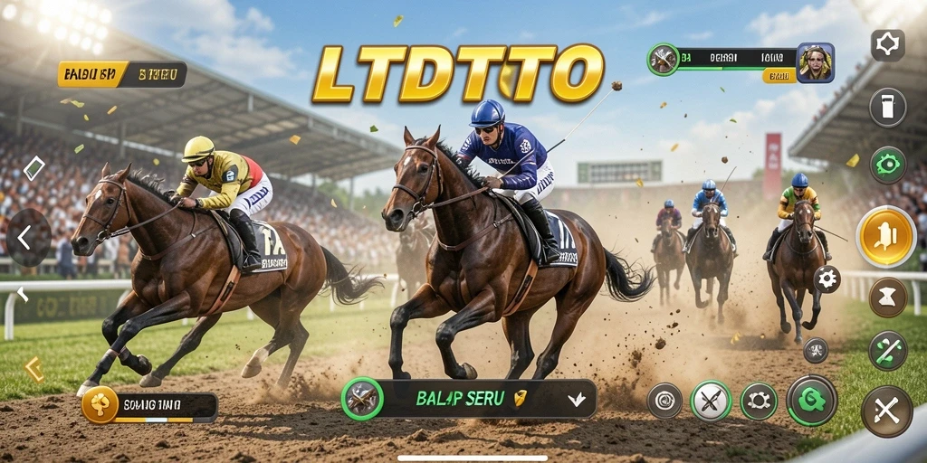 Gameplay balap intens di LTDTOTO dengan kendaraan kustomisasi.