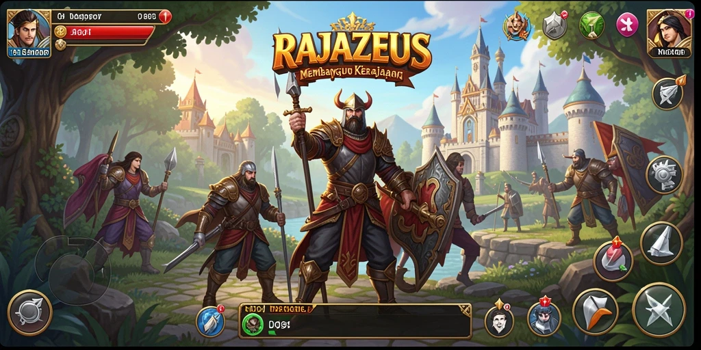 Gameplay seru dengan strategi membangun kerajaan di RAJAZEUS.
