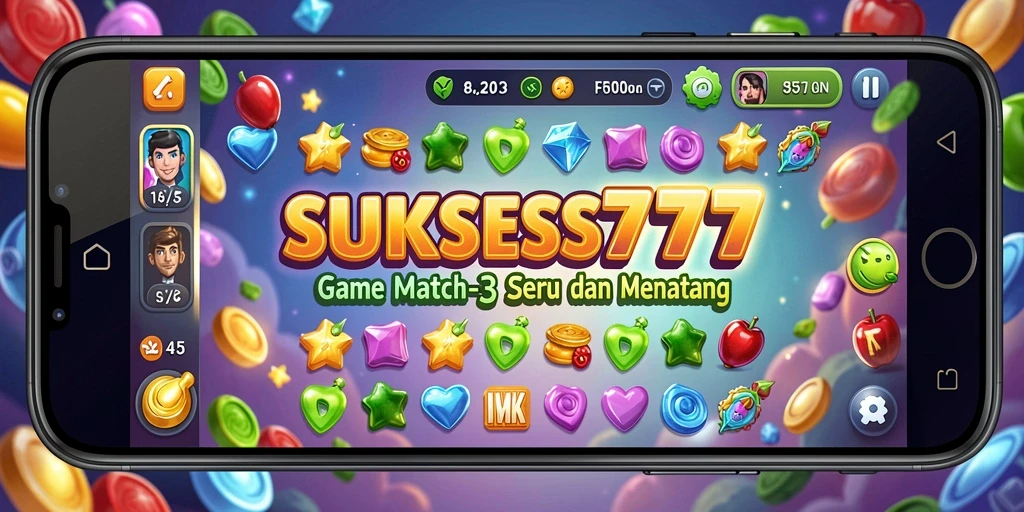 Tampilan gameplay menarik dari game Match-3 SUKSES777.
