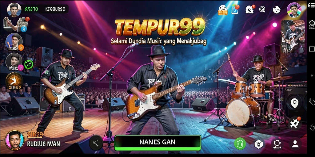 Screenshot TEMPUR99 menampilkan momen seru saat bermain musik.