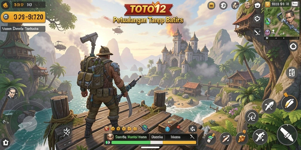 Screenshot utama menunjukkan eksplorasi menakjubkan dalam dunia terbuka.